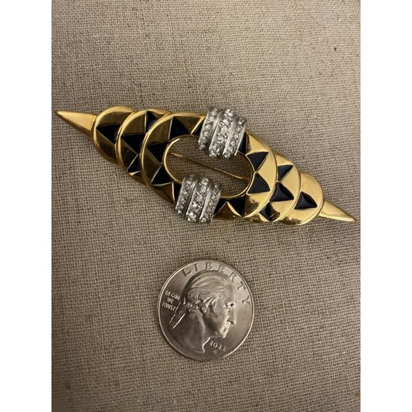 Vintage Pierre Balmain Lux Line Rhodium Plated Gold Broach Swarovski Crystal - Picture 2 of 5